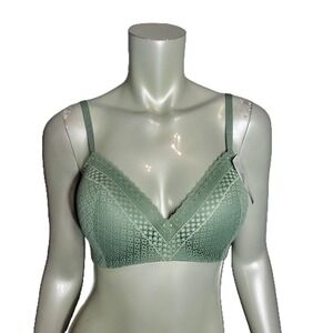 Maidenform Self Expressions Wireless T-Shirt Bra Sage Green Lace 38C SE0583 NWT